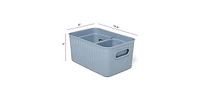 Superio Decorative Plastic Open Home Storage Bins, Blue (Set of 3)