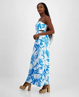 Bar Iii Women's Printed Sleeveless Button-Front Jumpsuit, Exclusively at Macy's