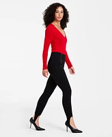 Bar Iii Women's Ponte Stirrup Front-Zip Leggings, Exclusively at Macy's