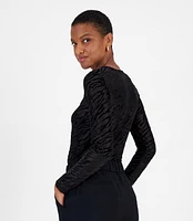 Bar Iii Women's Burnout Velvet Long-Sleeve Crewneck Top, Created for Macy's