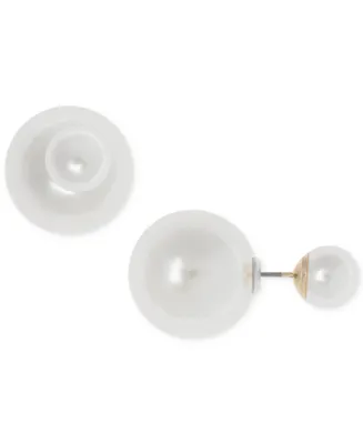 Anne Klein Gold-Tone Imitation Pearl Front Back Earrings