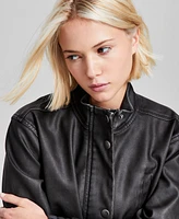 And Now This Women's Faux Leather Zip-Front Bomber Jacket, Created for Macy's