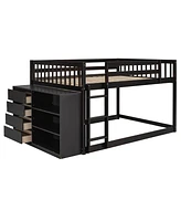 Streamdale Furniture Full over Full Bunk Bed with 4 Drawers and 3 Shelves-Gray