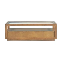 Streamdale Furniture Minimalist Wood & Glass Coffee Table with Drawers and Shelf