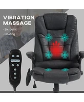 6 Point Vibrating Massage Office Chair with Lumbar Heat Black
