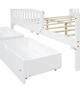 Streamdale Furniture Pink Platform Bed with Guardrails and Drawers