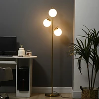 3-Light Gold Floor Lamp with Globe Shade