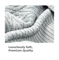 Cariloha Knit Throw | Jacquard | Charcoal/Ocean Mist | 50" x 70" | Viscose Material | Lightweight Warmth Allergy Resistant