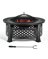 Inolait Outdoor Fire Pit with Bbq Grill and High-temp Resistance Finish