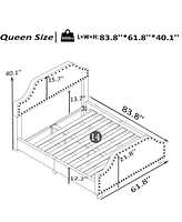 Streamdale Furniture Linen Queen Bed Frame with Adjustable Headboard