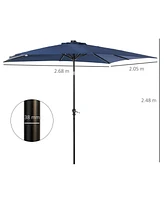 Solar Patio Umbrella: 9' x 7' Led Lighted with Tilt & Crank