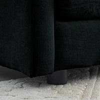 Streamdale Furniture Black Chenille L-Shaped Sectional with Ottoman