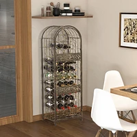 Streamdale Furniture 45 Bottle Wrought Iron Wine Rack Jail with Lock - Antique Bronze