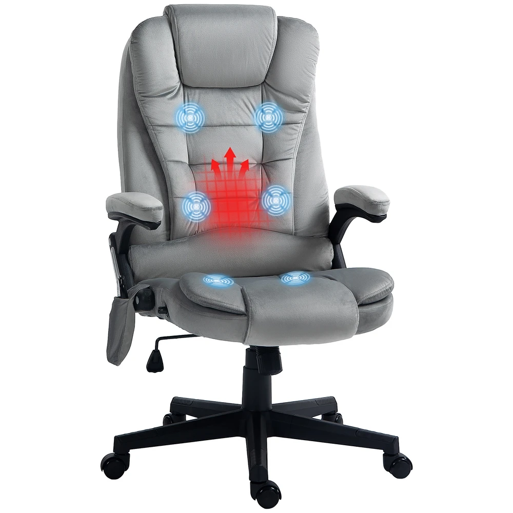 Simplie Fun 6 Point Vibrating Massage Office Chair with Lumbar Heat Gray