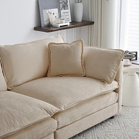 Streamdale Furniture Beige Chenille Single Seat Sofa with Toss Pillow