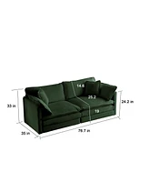 Streamdale Furniture Comfortable Green Chenille Loveseat with Ottoman