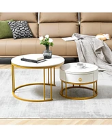 Streamdale Furniture Marble Nested Coffee Table Set (Gold)