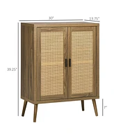 Streamdale Furniture Sideboard Buffet Cabinet with Rattan Doors, Brown