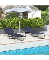 Streamdale Furniture Folding Chaise Lounge Pool Chair Set (2) with Breathable Mesh