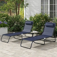 Streamdale Furniture Folding Chaise Lounge Pool Chair Set (2) with Breathable Mesh