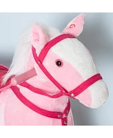 Streamdale Furniture Plush Rocking Pony with Realistic Sounds, Pink