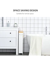 Slim Bathroom Cabinet with Wheels Storage Organizer, White