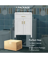 24" Space-Saving Bathroom Vanity Combo with Ceramic Sink