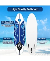 Sugift 6 Feet Surfboard with 3 Detachable Fins-White