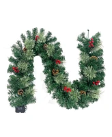 Cowin Christmas Garland with 40 Light and Pine Cones Berry Clusters 6ft