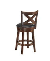 Skonyon Swivel X-back Upholstered Counter Height Bar Stool with Pvc Cushioned Seat