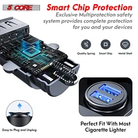 5 Core Usb Car Charger Cigarette Lighter Adapter Dual Usb Port Adapter 12/24 V Fast Charging