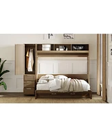 Streamdale Furniture Antique Grey Murphy Bed with Wardrobe and Storage