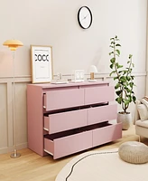 Streamdale Furniture Pink Large 6 drawers chest of drawer dressers table