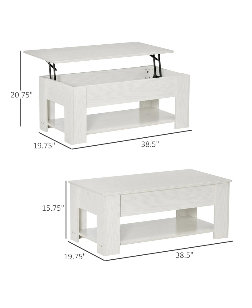 Streamdale Furniture Lift Top Coffee Table with Storage and Open Shelf
