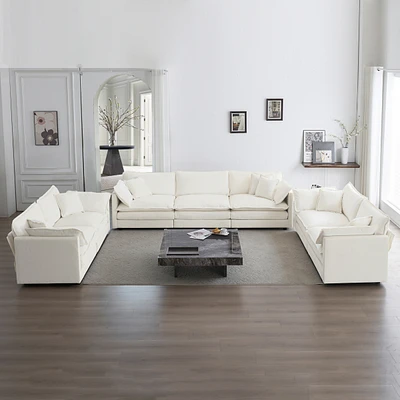 Streamdale Furniture Oversized 3 Piece Sofa Set: Comfy White Chenille Couch