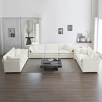 Simplie Fun Oversized 3 Piece Sofa Set: Comfy White Chenille Couch