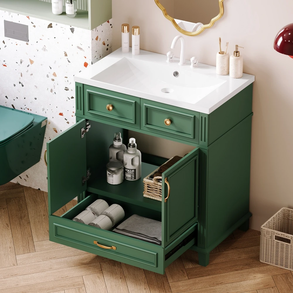 Streamdale Furniture Green 30" Bathroom Vanity Cabinet Only with Soft Close Doors