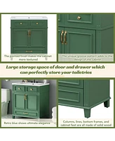 Streamdale Furniture Green 30" Bathroom Vanity Cabinet Only with Soft Close Doors