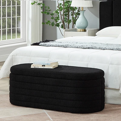 Simplie Fun Modern Boucle Teddy Ottoman with Storage