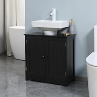 Black 2-Door Pedestal Sink Vanity