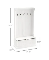 38" 3-in-1 Entryway Hall Tree with Bench, Hooks, and Shoe Rack