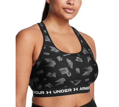 Under Armour Women's Printed Cross-Back Medium Impact Sports Bra