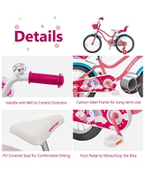 Gymax Inches Kids Bicycle w/ Doll Chair & Basket Kids Bike w/ Training Wheels Pink