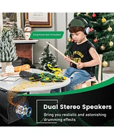 Costway 9 Pads Electronic Drum Set with Sticks & Pedals, Portable Roll-up Digital Drum Kit