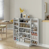 Kitchen Pantry Storage Cabinet w/ 5-tier Shelving, 12 Spice Racks