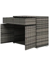 Rattan Wicker Freestanding Cabinet: Pool Toy & Towel Storage
