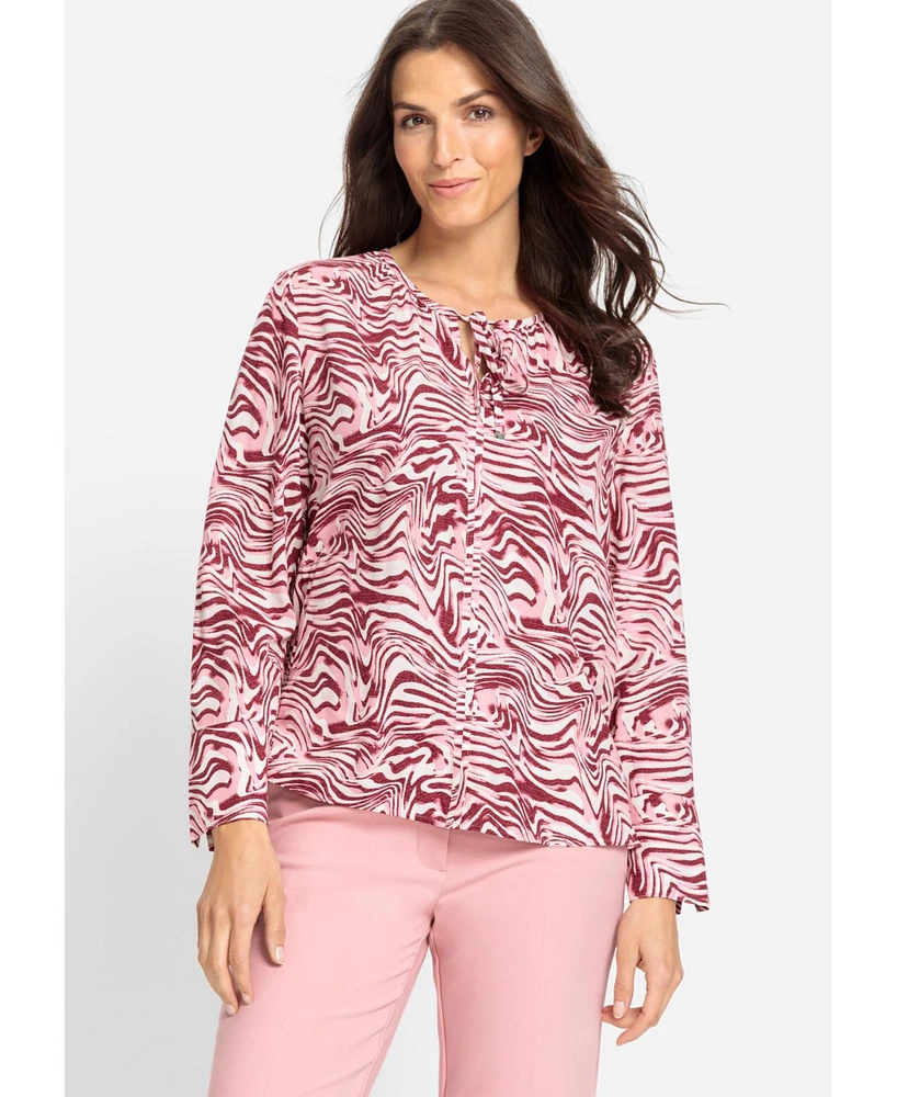 Olsen Women's Swirl Print Tunic Blouse