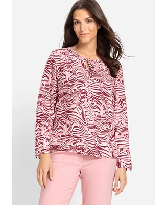 Olsen Women's Swirl Print Tunic Blouse