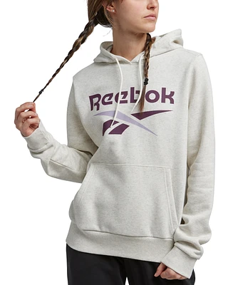 Reebok Women's Big-Logo Fleece Long-Sleeve Hoodie