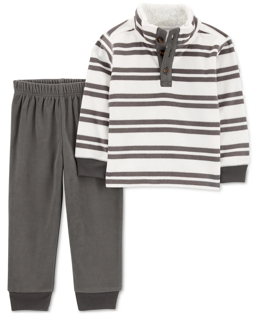 Carter's Toddler Boys Striped Fleece Pullover & Pants, 2 Piece Set